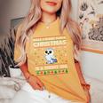All I Want For Christmas Is A Snowy Owl Ugly Xmas Sweater Women's Oversized Comfort T-Shirt Mustard