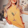 Watercolor Glass Of Martini Cocktails Wine Shot Alcoholic Women's Oversized Comfort T-Shirt Mustard