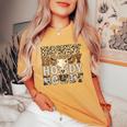 Western Country Leopard Howdy Bull Skull Cowgirl Rodeo Women's Oversized Comfort T-shirt Mustard