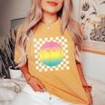 Rainbow Smile Face Cute Checkered Smiling Happy Women's Oversized Comfort T-Shirt Yam