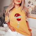 Wine Glasses Santa Hat Christmas Wine Lover Women's Oversized Comfort T-Shirt Yam