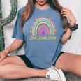 2Nd Grade Crew 2Nd Grade Teacher Rainbow Heart Women's Oversized Comfort T-Shirt Blue Jean