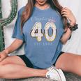 40Th Birthday Decorations Chapter 40 Est 1983 For Women's Oversized Comfort T-Shirt Blue Jean