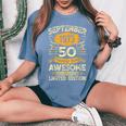 50 Years Old Vintage September 1973 50Th Birthday Women's Oversized Comfort T-Shirt Blue Jean