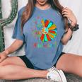 60S 70S Peace Sign Tie Dye Hippie Sunflower Outfit Women's Oversized Comfort T-shirt Blue Jean