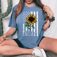 American Flag Sunflower Us Military Veteran Patriotic Women's Oversized Comfort T-shirt Blue Jean