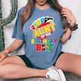 Aunt Of The Birthday Boy Uno Mom Mommy Mama 1St Bday Women's Oversized Comfort T-Shirt Blue Jean