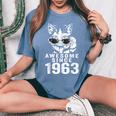 Awesome Since 1963 60Th Birthday 60 Year Old Cat Lovers Women's Oversized Comfort T-Shirt Blue Jean