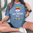 Beer Drinking Elf Group Christmas Pajama Party Women's Oversized Comfort T-Shirt Blue Jean