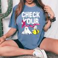 Check Your Boo Bees Breast Cancer Awareness Halloween Women's Oversized Comfort T-Shirt Blue Jean