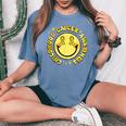 Childhood Cancer Awareness Smile Face Groovy Women's Oversized Comfort T-Shirt Blue Jean