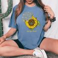 Choose Kind Sunflower Deaf Asl American Sign Language Women's Oversized Comfort T-Shirt Blue Jean