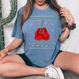 Christmas Boxing Gloves Ugly Christmas Sweater Women's Oversized Comfort T-Shirt Blue Jean