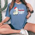 This Is My Christmas Pajama Llama Cute Xmas Party Women's Oversized Comfort T-Shirt Blue Jean