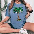 Christmas Palm Xmas Tree Tropical Beach Hawaii Kid Women's Oversized Comfort T-Shirt Blue Jean