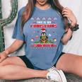 This Is My Christmas Sweater Santa Schnauzer Dog Ugly Xmas Women's Oversized Comfort T-Shirt Blue Jean