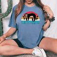Cute Sloth For Girls And Women Vintage Sunset Sloths Women's Oversized Comfort T-Shirt Blue Jean