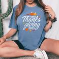 Family Thanksgiving 2023 Fall Autumn Matching Family Women's Oversized Comfort T-Shirt Blue Jean