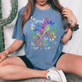 Fight Cancer In All And Every Color Ribbons Flower Heart Women's Oversized Comfort T-Shirt Blue Jean