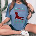 Frenchie Red Plaid Buffalo Ugly Christmas Sweater Women's Oversized Comfort T-Shirt Blue Jean