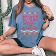 Grace The Blessing Ugly Christmas Sweaters Women's Oversized Comfort T-Shirt Blue Jean