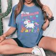 Groovy It's My Bachelor Party Unicorn Marriage Party Women's Oversized Comfort T-Shirt Blue Jean
