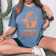 Growing My Pumpkin Pie Thanksgiving Pregnancy Announcement Thanksgiving Pregnancy Announcement Women's Oversized Comfort T-Shirt Blue Jean