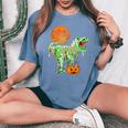 Halloween For Boys Dinosaur T-Rex Mummy Pumpkin Women's Oversized Comfort T-Shirt Blue Jean