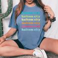 Haltom City Texas Tx Colorful Repeating Text Women's Oversized Comfort T-Shirt Blue Jean