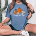 Happy Fall Y'all Pumpkin Leopard Cute Autumn Women's Oversized Comfort T-Shirt Blue Jean