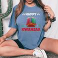 Happy Kwanzaa Kinara African American Ugly Christmas Sweater Women's Oversized Comfort T-Shirt Blue Jean
