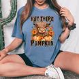 Hay There Pumkin Highland Cow Fall Autumn Thanksgiving Women's Oversized Comfort T-Shirt Blue Jean