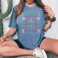 Hoppy Beer Drinker Ipa Ugly Christmas Sweater Party Drinking Women's Oversized Comfort T-Shirt Blue Jean