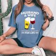Husband And Wife Drinking Buddies For Life Women's Oversized Comfort T-Shirt Blue Jean