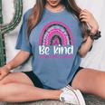 Be Kind Breast Cancer Awareness Leopard Rainbow Kindness Women's Oversized Comfort T-shirt Blue Jean