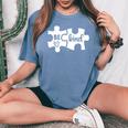 Be Kind Puzzle Pieces Kindness Autism Awareness Month Women's Oversized Comfort T-shirt Blue Jean