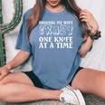 Knife Collector Husband Driving Wife Crazy One Knife At Time Women's Oversized Comfort T-Shirt Blue Jean