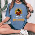 This Little Turkey Is Going To Be A Big Sister Thankful Women's Oversized Comfort T-Shirt Blue Jean