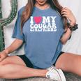 I Love My Cougar Girlfriend Heart Groovy Couples Women's Oversized Comfort T-Shirt Blue Jean