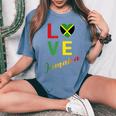 Love Jamaican Flag Blouse For Independence Carnival Festival Women's Oversized Comfort T-shirt Blue Jean