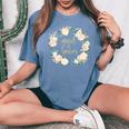 Maid Of Honor Blush Floral Wreath Wedding Women's Oversized Comfort T-shirt Blue Jean