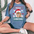Maine Coon Cat Meowy Ugly Sweater Cat Christmas Women's Oversized Comfort T-Shirt Blue Jean