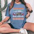Merry Christmas-Us Army-Ugly Christmas Sweater T Women's Oversized Comfort T-Shirt Blue Jean