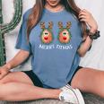 Merry Titmas Reindeer Boobs Naughty Ugly Christmas Sweater Women's Oversized Comfort T-Shirt Blue Jean