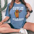 Not 4Th July Wiener Hotdog American Flag Patriotic Men Women Women's Oversized Graphic Print Comfort T-shirt Blue Jean