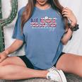 Oncology Nurse 4Th Of July Us Flag Nurse Radiation Oncology Women's Oversized Graphic Print Comfort T-shirt Blue Jean