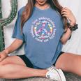 Peace Kindness Love Peace Sign Hearts Be Kind Women's Oversized Comfort T-shirt Blue Jean