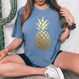 Pineapple Gold Cute Beach T For Kid Vacation Women's Oversized Comfort T-Shirt Blue Jean