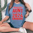 Proud Aunt Of A Class Of 2024 Graduate Senior Graduation Women's Oversized Comfort T-shirt Blue Jean