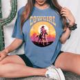 Rodeo Western Country Southern Cowgirl Hat Cowgirl Women's Oversized Comfort T-Shirt Blue Jean